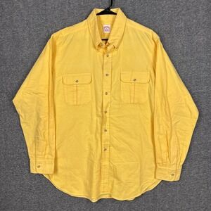 Brooks Brothers Shirt Mens XL Yellow Chamois Cloth Flannel Button Down USA